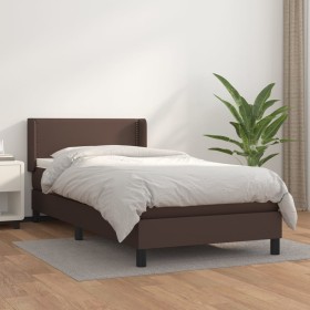 Box spring bed with brown synthetic leather mattress 80x200 cm by vidaXL, Beds and slatted bases - Ref: Foro24-3130688, Price...