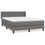 Box spring bed with gray synthetic leather mattress 140x190 cm by vidaXL, Beds and slatted bases - Ref: Foro24-3130659, Price...