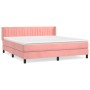 Box spring bed with pink velvet mattress 160x200 cm by vidaXL, Beds and slatted bases - Ref: Foro24-3131092, Price: 471,99 €,...