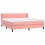 Cama box spring con colchón terciopelo rosa 160x200 cm de vidaXL, Camas y somieres - Ref: Foro24-3131092, Precio: 471,99 €, D...