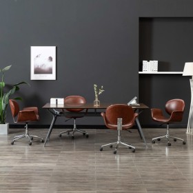 Swivel dining chairs 4 units brown synthetic leather by vidaXL, dining chairs - Ref: Foro24-3054861, Price: 597,82 €, Discoun...