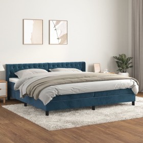 Box spring bed with dark blue velvet mattress 200x200 cm by vidaXL, Beds and slatted bases - Ref: Foro24-3131163, Price: 594,...