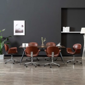 Swivel dining chairs 6 units synthetic leather brown by vidaXL, dining chairs - Ref: Foro24-3054862, Price: 959,00 €, Discoun...