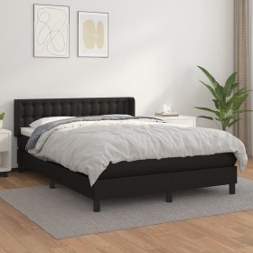 Box spring bed with black synthetic leather mattress 140x190 cm by vidaXL, Beds and slatted bases - Ref: Foro24-3130775, Pric...