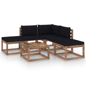 6-piece garden furniture set with black cushions by vidaXL, Garden sets - Ref: Foro24-3067387, Price: 317,99 €, Discount: %