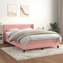 Box spring bed with pink velvet mattress 140x190 cm by vidaXL, Beds and slatted bases - Ref: Foro24-3131020, Price: 415,99 €,...