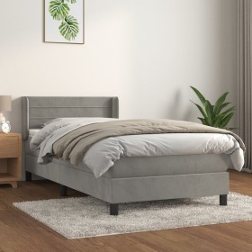 Cama box spring con colchón terciopelo gris claro 90x190 cm de vidaXL, Camas y somieres - Ref: Foro24-3130991, Precio: 308,84...