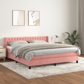 Boxspringbett mit rosa Samtmatratze 160x200 cm von vidaXL, Betten und Lattenroste - Ref: Foro24-3131152, Preis: 517,99 €, Rab...