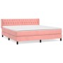 Cama box spring con colchón terciopelo rosa 160x200 cm de vidaXL, Camas y somieres - Ref: Foro24-3131152, Precio: 517,99 €, D...