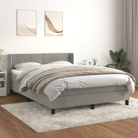 Cama box spring con colchón terciopelo gris claro 140x200 cm de vidaXL, Camas y somieres - Ref: Foro24-3131021, Precio: 419,9...