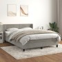 Box spring bed with light gray velvet mattress 140x190 cm by vidaXL, Beds and slatted bases - Ref: Foro24-3130835, Price: 428...