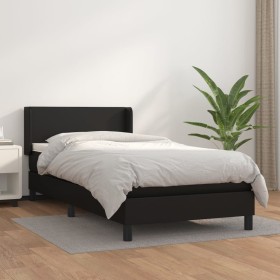 Box spring bed with black synthetic leather mattress 90x190 cm by vidaXL, Beds and slatted bases - Ref: Foro24-3130637, Price...