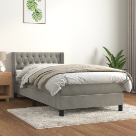 Cama box spring con colchón terciopelo gris claro 90x190 cm de vidaXL, Camas y somieres - Ref: Foro24-3131117, Precio: 331,30...