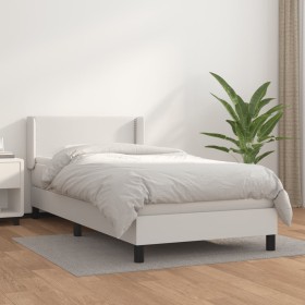 Box spring bed with white synthetic leather mattress 90x190 cm by vidaXL, Beds and slatted bases - Ref: Foro24-3130692, Price...