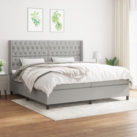 Box spring bed with light gray fabric mattress 200x200 cm by vidaXL, Beds and slatted bases - Ref: Foro24-3131697, Price: 699...