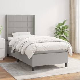 Box spring bed with light gray fabric mattress 90x200 cm by vidaXL, Beds and slatted bases - Ref: Foro24-3131401, Price: 344,...