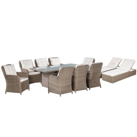 11-piece synthetic rattan garden furniture set in brown color. by vidaXL, Garden sets - Ref: Foro24-3057799, Price: 1,00 €, D...