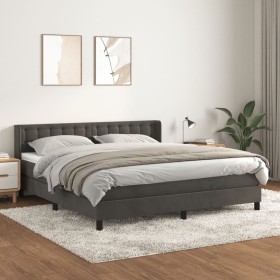 Box spring bed with dark gray velvet mattress 160x200 cm by vidaXL, Beds and slatted bases - Ref: Foro24-3131208, Price: 503,...