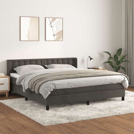 Box spring bed with dark gray velvet mattress 160x200 cm by vidaXL, Beds and slatted bases - Ref: Foro24-3131208, Price: 484,...