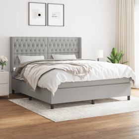 Cama box spring con colchón tela gris claro 180x200 cm de vidaXL, Camas y somieres - Ref: Foro24-3131689, Precio: 649,99 €, D...