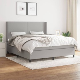 Cama box spring con colchón tela gris claro 180x200 cm de vidaXL, Camas y somieres - Ref: Foro24-3131289, Precio: 626,88 €, D...