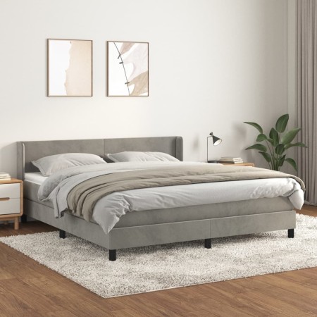 Cama box spring con colchón terciopelo gris claro 180x200 cm de vidaXL, Camas y somieres - Ref: Foro24-3130853, Precio: 538,9...