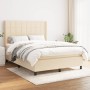 Box spring bed with cream fabric mattress 140x200 cm by vidaXL, Beds and slatted bases - Ref: Foro24-3131438, Price: 535,10 €...