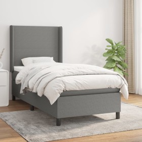 Cama box spring con colchón tela gris oscuro 90x200 cm de vidaXL, Camas y somieres - Ref: Foro24-3131242, Precio: 358,12 €, D...