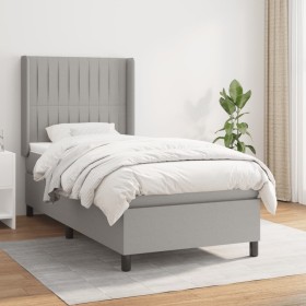 Box spring bed with light gray fabric mattress 90x190 cm by vidaXL, Beds and slatted bases - Ref: Foro24-3131553, Price: 355,...