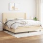 Box spring bed with cream fabric mattress 200x200 cm by vidaXL, Beds and slatted bases - Ref: Foro24-3131302, Price: 690,34 €...