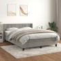 Box spring bed with light gray velvet mattress 140x200 cm by vidaXL, Beds and slatted bases - Ref: Foro24-3130961, Price: 416...