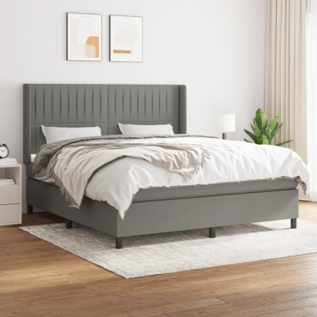 Cama box spring con colchón tela gris oscuro 180x200 cm de vidaXL, Camas y somieres - Ref: Foro24-3131610, Precio: 629,13 €, ...