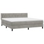 Cama box spring con colchón terciopelo gris claro 160x200 cm de vidaXL, Camas y somieres - Ref: Foro24-3131147, Precio: 505,9...