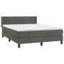 Box spring bed with dark gray velvet mattress 140x190 cm by vidaXL, Beds and slatted bases - Ref: Foro24-3131136, Price: 485,...