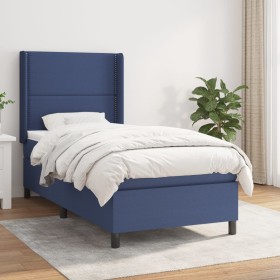 Box spring bed with blue fabric mattress 100x200 cm by vidaXL, Beds and slatted bases - Ref: Foro24-3131335, Price: 395,56 €,...