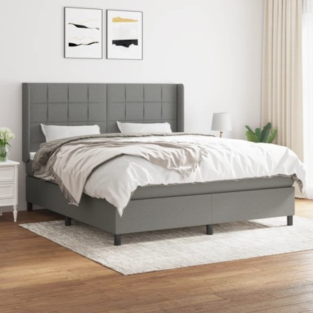 Cama box spring con colchón tela gris oscuro 160x200 cm de vidaXL, Camas y somieres - Ref: Foro24-3131442, Precio: 581,19 €, ...