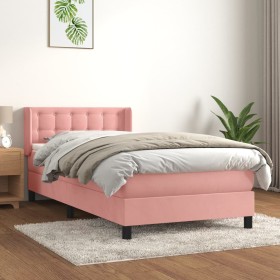 Box spring bed with pink velvet mattress 100x200 cm by vidaXL, Beds and slatted bases - Ref: Foro24-3131188, Price: 326,05 €,...