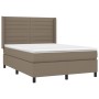 Box spring bed with taupe gray fabric mattress 140x200 cm by vidaXL, Beds and slatted bases - Ref: Foro24-3131517, Price: 548...