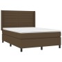 Cama box spring con colchón tela marrón oscuro 140x190 cm de vidaXL, Camas y somieres - Ref: Foro24-3131508, Precio: 493,99 €...