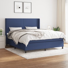 Box spring bed with blue fabric mattress 160x200 cm by vidaXL, Beds and slatted bases - Ref: Foro24-3131287, Price: 590,90 €,...