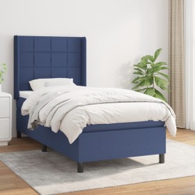 Box spring bed with blue fabric mattress 100x200 cm by vidaXL, Beds and slatted bases - Ref: Foro24-3131415, Price: 395,99 €,...