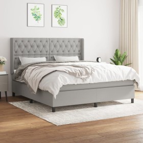 Box spring bed with light gray fabric mattress 160x200 cm by vidaXL, Beds and slatted bases - Ref: Foro24-3131681, Price: 622...