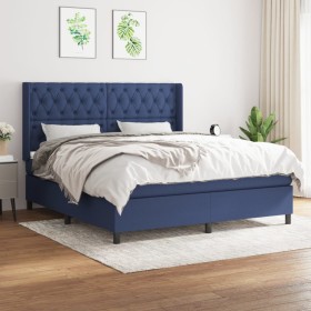 Box spring bed with blue fabric mattress 160x200 cm by vidaXL, Beds and slatted bases - Ref: Foro24-3131687, Price: 621,17 €,...