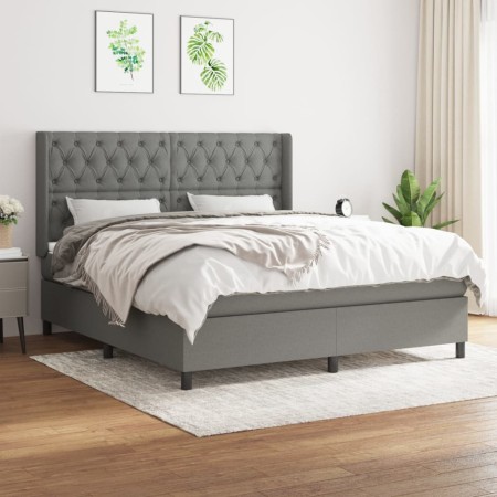 Cama box spring con colchón tela gris oscuro 160x200 cm de vidaXL, Camas y somieres - Ref: Foro24-3131682, Precio: 600,62 €, ...