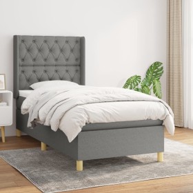 Cama box spring con colchón tela gris oscuro 80x200 cm de vidaXL, Camas y somieres - Ref: Foro24-3132186, Precio: 344,99 €, D...