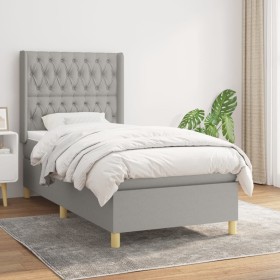 Cama box spring con colchón tela gris claro 90x200 cm de vidaXL, Camas y somieres - Ref: Foro24-3132201, Precio: 362,99 €, De...