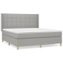 Box spring bed with light gray fabric mattress 160x200 cm by vidaXL, Beds and slatted bases - Ref: Foro24-3132001, Price: 602...