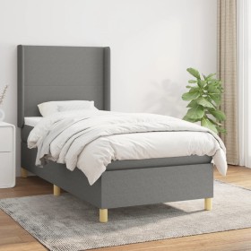 Cama box spring con colchón tela gris oscuro 90x190 cm de vidaXL, Camas y somieres - Ref: Foro24-3131794, Precio: 329,94 €, D...