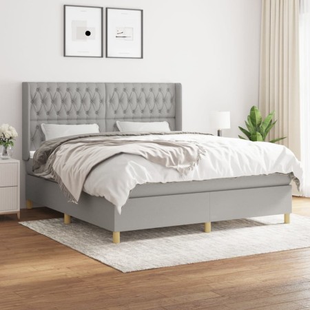 Box spring bed with light gray fabric mattress 180x200 cm by vidaXL, Beds and slatted bases - Ref: Foro24-3132249, Price: 675...