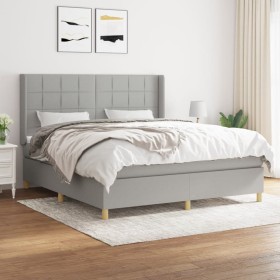 Box spring bed with light gray fabric mattress 180x200 cm by vidaXL, Beds and slatted bases - Ref: Foro24-3132009, Price: 642...